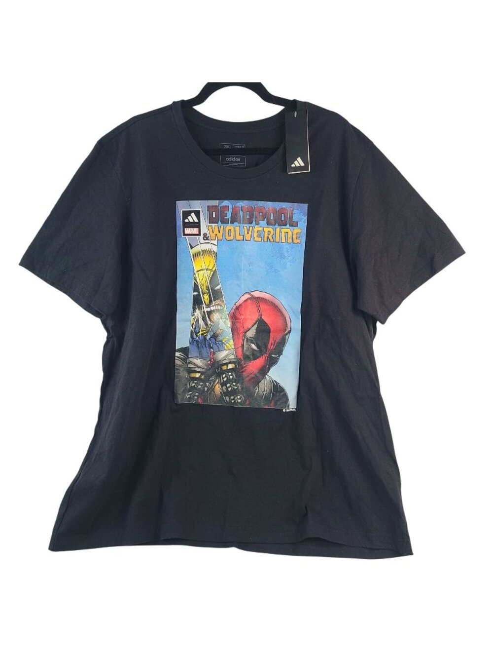NEW Adidas Marvel Deadpool & Wolverine Men's Black Graphic T-Shirt Sz 2XL